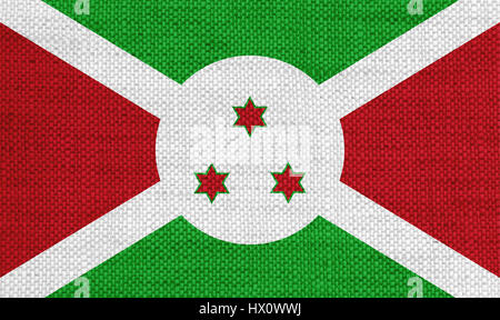 Flagge Burundis auf alten Leinen Stockfoto