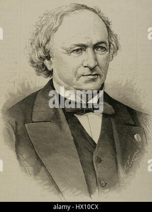 Jean-Baptiste André Dumas (1800-1884). Französischer Chemiker. Porträt. Kupferstich von Arturo Carretero. "La Ilustracion Espanola y Americana", 1884. Stockfoto