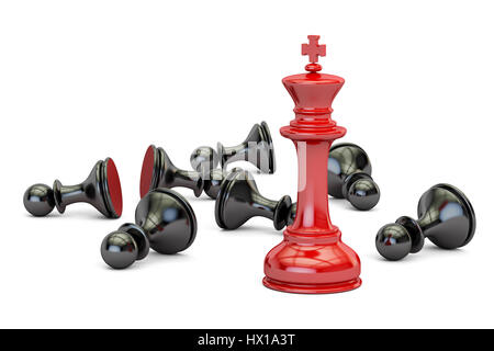 Schach, Sieg und Leader-Konzept. 3D-Rendering Stockfoto