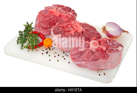 Rohe Kalbshaxe OssoBuco dafür Stockfoto