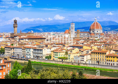 Florenz, Italien. Blick auf die Altstadt vom Piazzale Michelangelo. Stockfoto