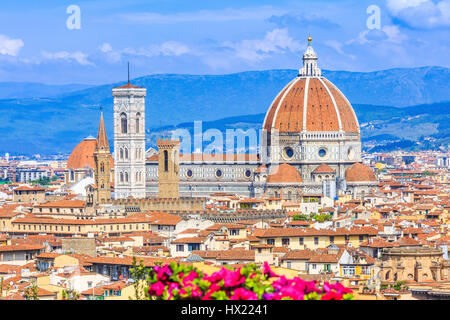 Florenz, Italien. Blick auf die Altstadt vom Piazzale Michelangelo. Stockfoto