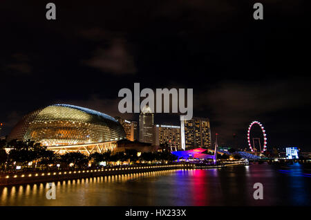 Schöne Singpore Nightscape Stockfoto