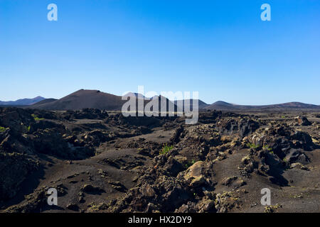 die archaische Landschaft des Timanfaya Nationalpark auf der Insel Lanzarote Stockfoto