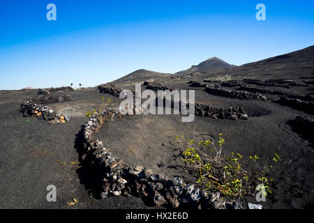 die archaische Landschaft des Timanfaya Nationalpark auf der Insel Lanzarote Stockfoto