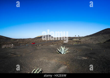 die archaische Landschaft des Timanfaya Nationalpark auf der Insel Lanzarote Stockfoto