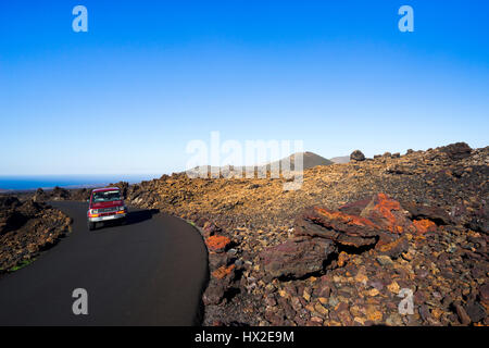 die archaische Landschaft des Timanfaya Nationalpark auf der Insel Lanzarote Stockfoto