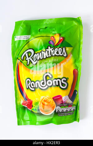 Paket von Rowntree Randoms Süßigkeiten isoliert auf weißem Hintergrund Stockfoto