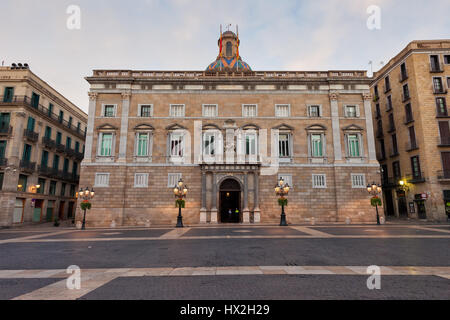 Palast der Generalitat am Placa de Sant Jaume Square in Stadt von Barcelona, Katalonien, Spanien, Europa Stockfoto