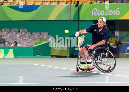 Rollstuhl-Tennis-Wettbewerb während der Paralympischen Spiele 2016 in Rio Stockfoto