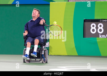 Rollstuhl-Tennis-Wettbewerb während der Paralympischen Spiele 2016 in Rio Stockfoto