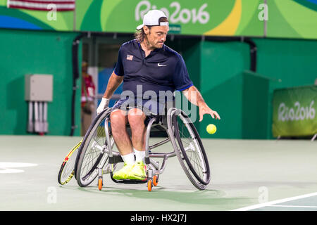 Rollstuhl-Tennis-Wettbewerb während der Paralympischen Spiele 2016 in Rio Stockfoto