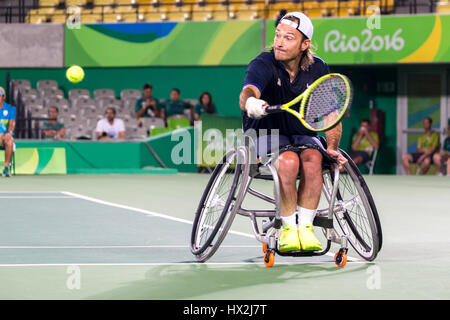 Rollstuhl-Tennis-Wettbewerb während der Paralympischen Spiele 2016 in Rio Stockfoto