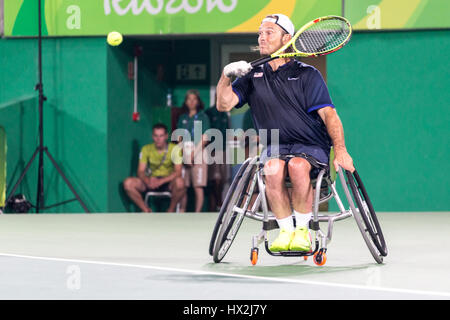 Rollstuhl-Tennis-Wettbewerb während der Paralympischen Spiele 2016 in Rio Stockfoto