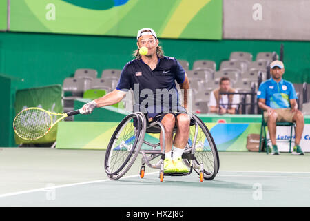 Rollstuhl-Tennis-Wettbewerb während der Paralympischen Spiele 2016 in Rio Stockfoto