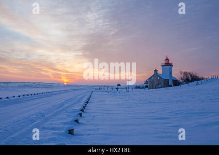 Agon-Coutainville (untere Normandie, Nordwest-Frankreich): Agon Landzunge Leuchtturm Stockfoto