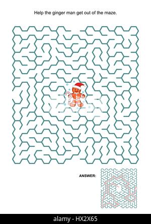 Labyrinth Spiel: Hilfe Ingwer Mann raus aus dem Labyrinth. Antworten enthalten. Stock Vektor