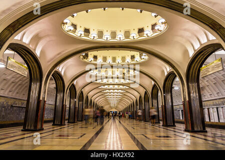 Mayakovskaya Metro-Station in Moskau, Russland Stockfoto