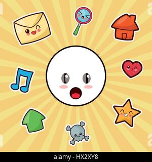Kawaii Charakter Emoticon social-media Stock Vektor