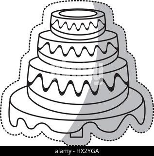 Hochzeitstorte süße Gliederung Stock Vektor