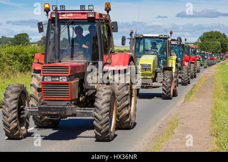 Traktor-Rallye, Stokesley, North Yorkshire, England, UK Stockfoto