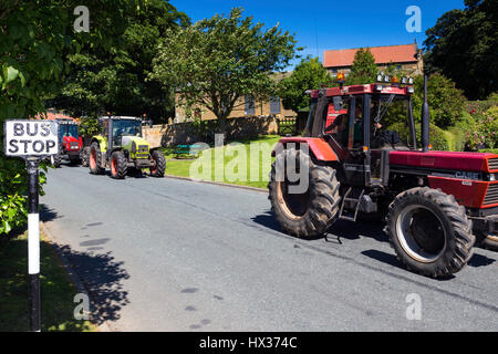 Traktor-Rallye, Kirkby, North Yorkshire, England, UK Stockfoto