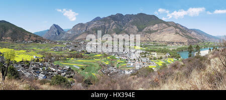 ShiGu Dorf nahe Lijiang, Luftbild. ShiGu in Yunnan, China, und war Teil der südlichen Seidenstraße oder ChaMa GuDao Stockfoto