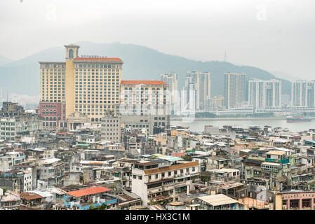 Macau alte Stadt Stadtbild Skyline. Mocau ist jetzt Teil von China. Stockfoto