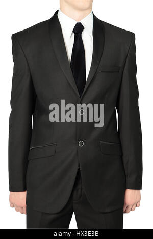 Klassisches Schwarz, Hochzeit Anzüge für Männer, isoliert auf weiss. Stockfoto