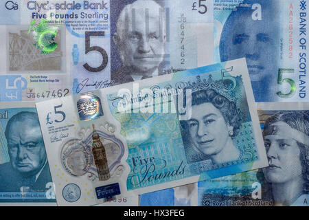 Vereinigtes Königreich, englische und schottische Banknoten Stockfoto