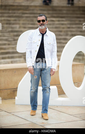 Malaga, Spanien. 25. März 2017. Der Schauspieler Antonio Banderas während der Pressekonferenz für den gold Award der Biznaga an der Malaga film Festival 25.03.2017 Credit: Gtres Información Más lokalen auf line,S.L./Alamy Live News Stockfoto