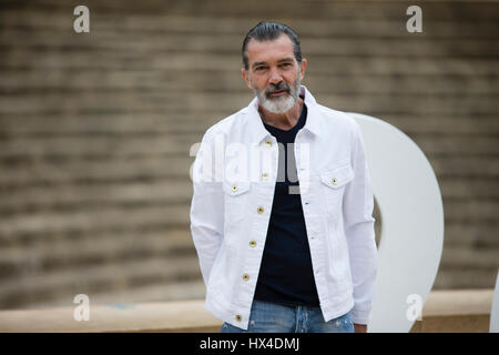 Malaga, Spanien. 25. März 2017. Der Schauspieler Antonio Banderas während der Pressekonferenz für den gold Award der Biznaga an der Malaga film Festival 25.03.2017 Credit: Gtres Información Más lokalen auf line,S.L./Alamy Live News Stockfoto