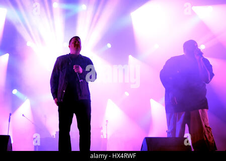 BARCELONA - 29 Mai: Run die Juwelen (Hip-Hop-Band) in Konzert im Primavera Sound Festival 2015 am 29. Mai 2015 in Barcelona, Spanien. Stockfoto