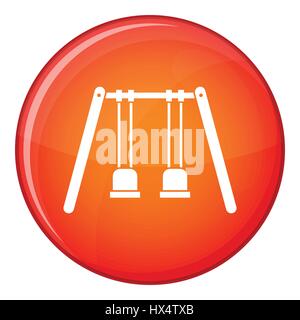 Holz Schaukel hängt an Seilen Symbol, flachen Stil Stock Vektor