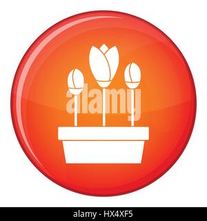 Tulpen im Feld Symbol, flachen Stil Stock Vektor