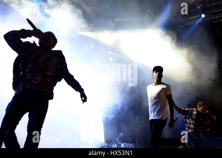 BARCELONA - 19 JUN: ASAP Rocky (Rapper aus Harlem und Mitglied der Hip hop kollektive ASAP-Mob) im Konzert am Sonar Festival am 19. Juni 2015 in Bar Stockfoto