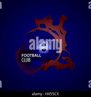Vektor-Hintergrund für den Fußballverein, Fußball-Logo, stilvolle lebendige Gestaltung, Fußball mit text Stock Vektor