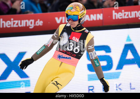 Planica, Slowenien. 24. März 2017. Noriaki Kasai von Japan konkurriert in Planica FIS Skisprung Weltcup Finale am 24. März 2017 in Planica, Slowenien. Bildnachweis: Rok Rakun/Pacific Press/Alamy Live-Nachrichten Stockfoto