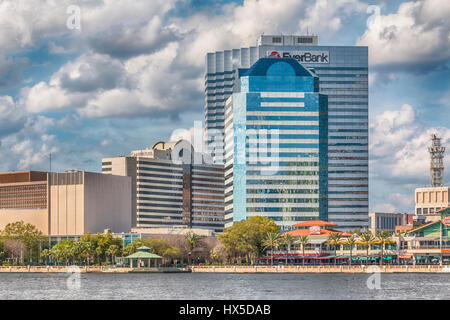 Jacksonville Landing am St. Johns River in der Innenstadt von Jacksonville, Florida. Stockfoto