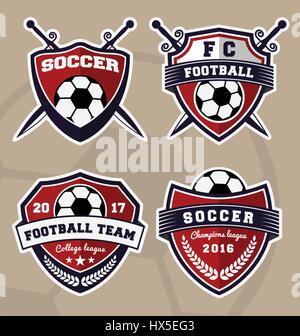Satz von Fußball-Fußball-Abzeichen-Logo-Design. Vektor-illustration Stock Vektor