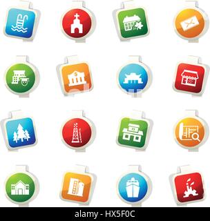 Infrastruktur der Stadt Farbsymbol für Websites und Benutzeroberflächen Stock Vektor