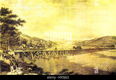 November 1792, Pont de Saint Laurent jetC3A9 Sur le Var Par le gC3A9nC3A9ral Anselme Stockfoto