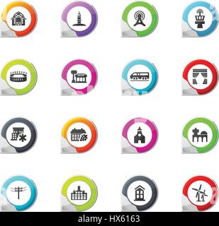 Infrastruktur der Stadt Pointer auf die Farbsymbole für Ihr design Stock Vektor