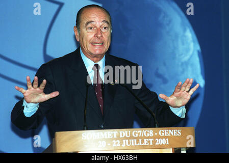 JACQUES CHIRAC Präsident von Frankreich 23. Juli 2001 G8-Gipfel Genua Italien Stockfoto