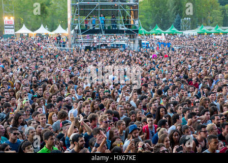 MADRID - SEP 12: Menge in einem Konzert am Dcode Festival am 12. September 2015 in Madrid, Spanien. Stockfoto