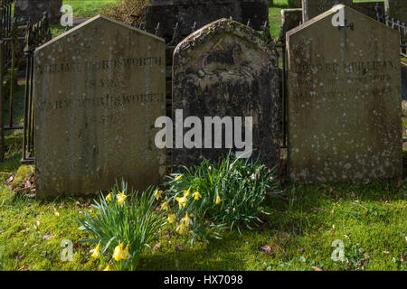 Wordsworths das Grab in der St. Oswald Kirche in Grasmere Stockfoto