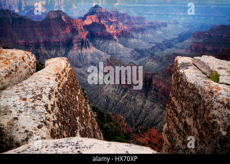 Ansicht des Grand Canyon von Bright Angel Point. North Rim des Grand Canyon National Park, Arizona Stockfoto