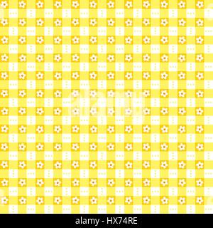 Nahtlose (wiederholbare) gelb geblümten Karomuster, Drucken, Swatch, Tapeten, oder Hintergrund Stock Vektor