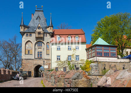 Nahen Burgtor und Schlossbrücke, Albrechtsburg Meissen, Sachsen, Deutschland Stockfoto