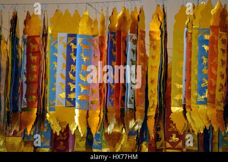 Hängende Chinesisches Tierzeichen Ornamente und Verzierungen in Chiang Mai, Thailand Stockfoto